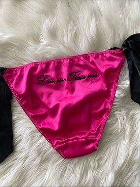 NWT Victoria’s Secret Hot Pink Bikini Bottom with Black Side Ties